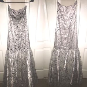 Silver fitted prom dress